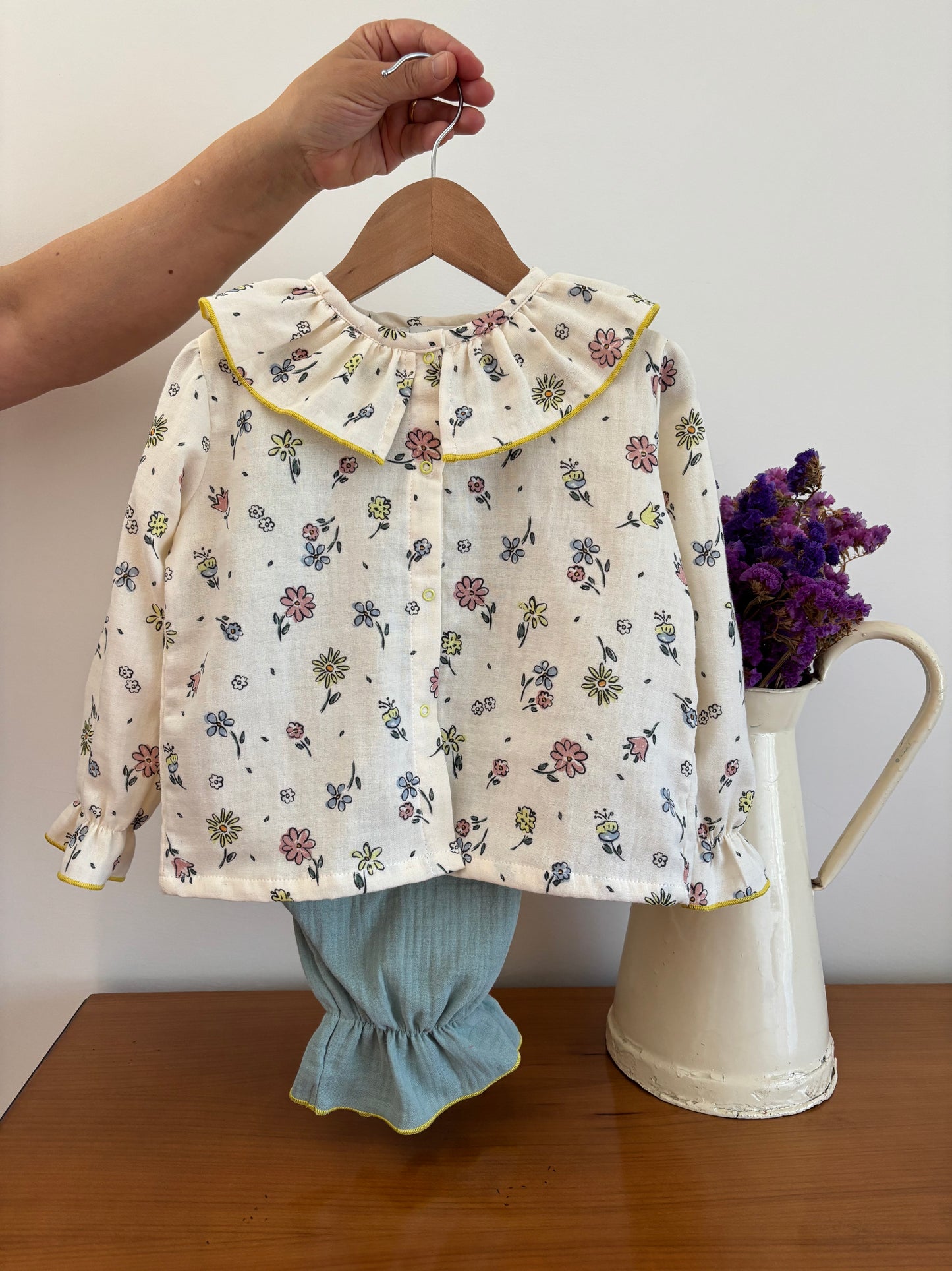 Pijama Verde Água - Blusa Florida