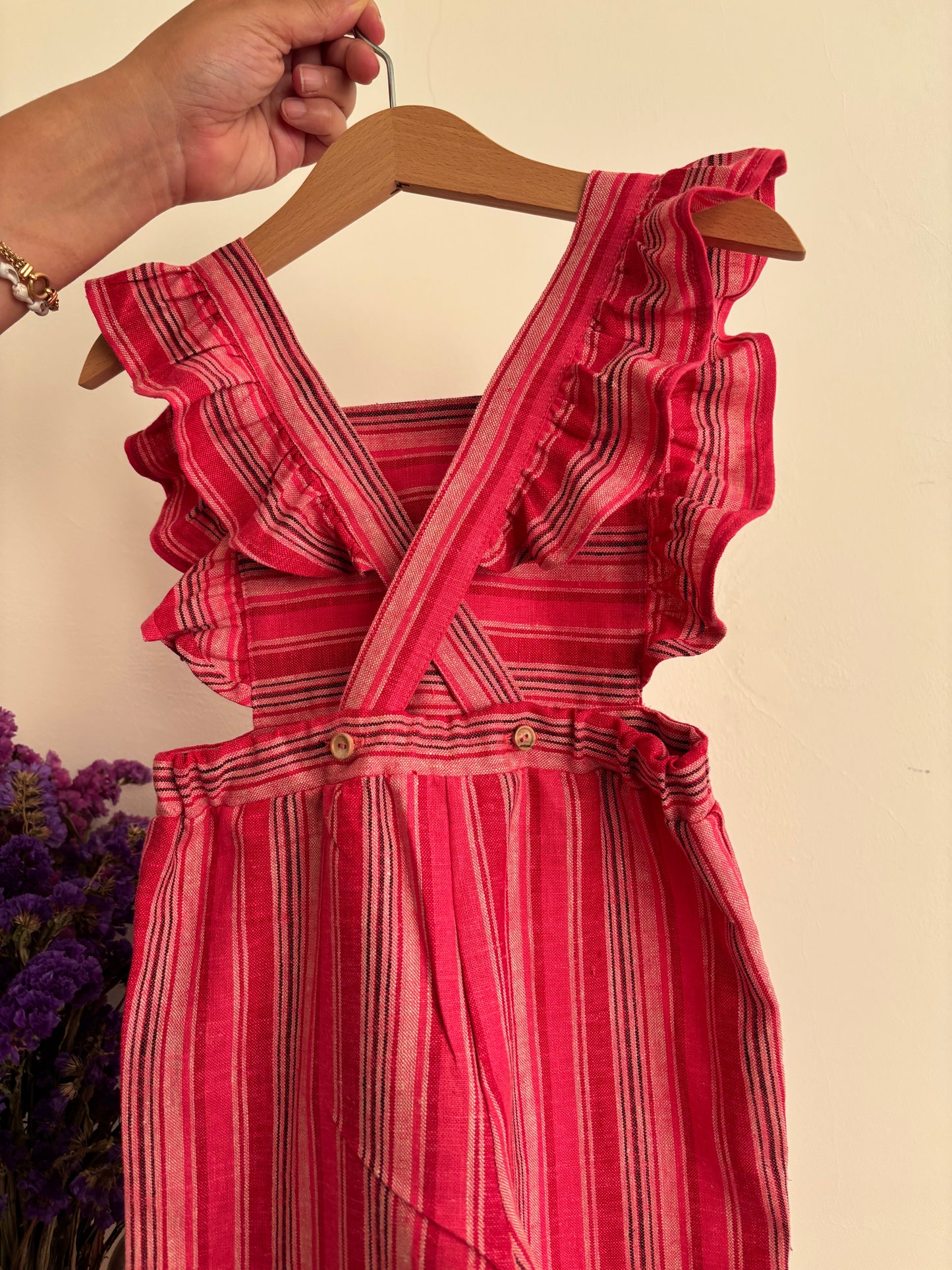 Jardineira Riscas Rosa - Edição Limitada