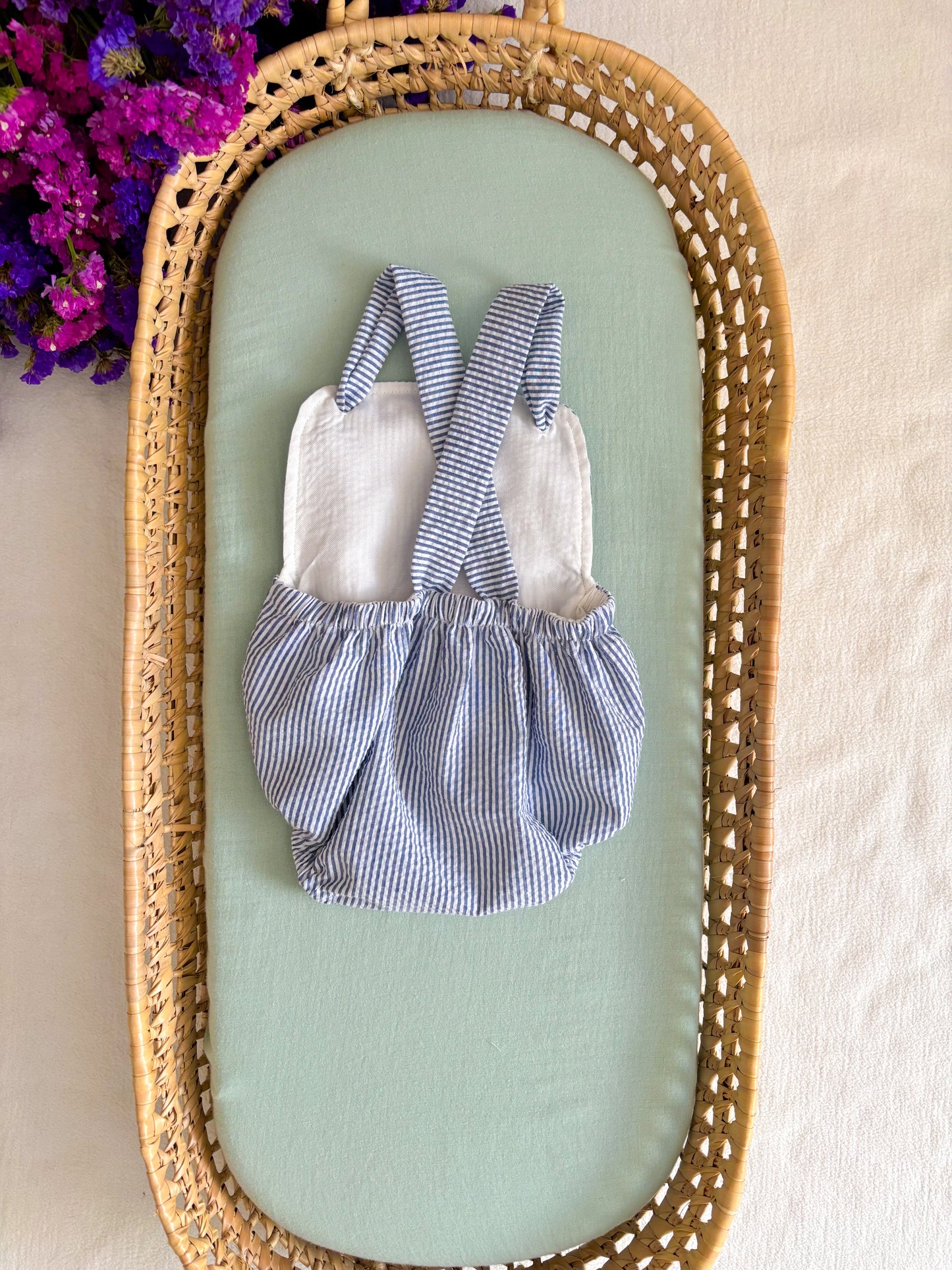 Blue Stripe Straps Romper