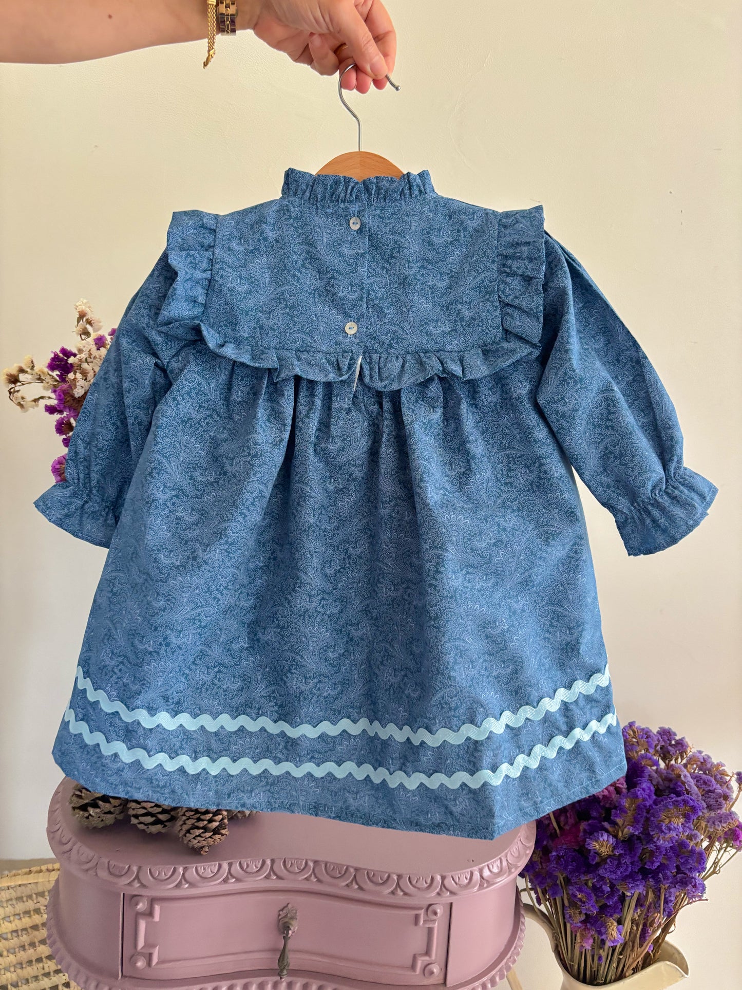 Vestido Azul Cornucópias Espiguilha