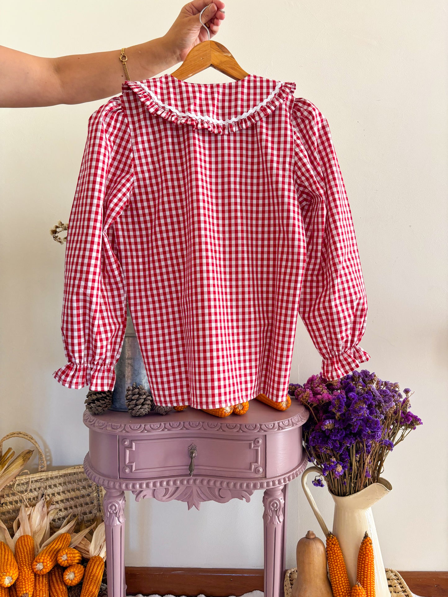 Blusa roja Vichy - Mujer