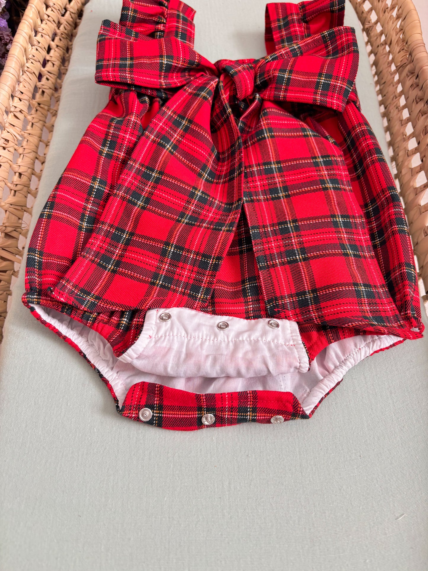 Fofo Alças Tartan Vermelho Laço