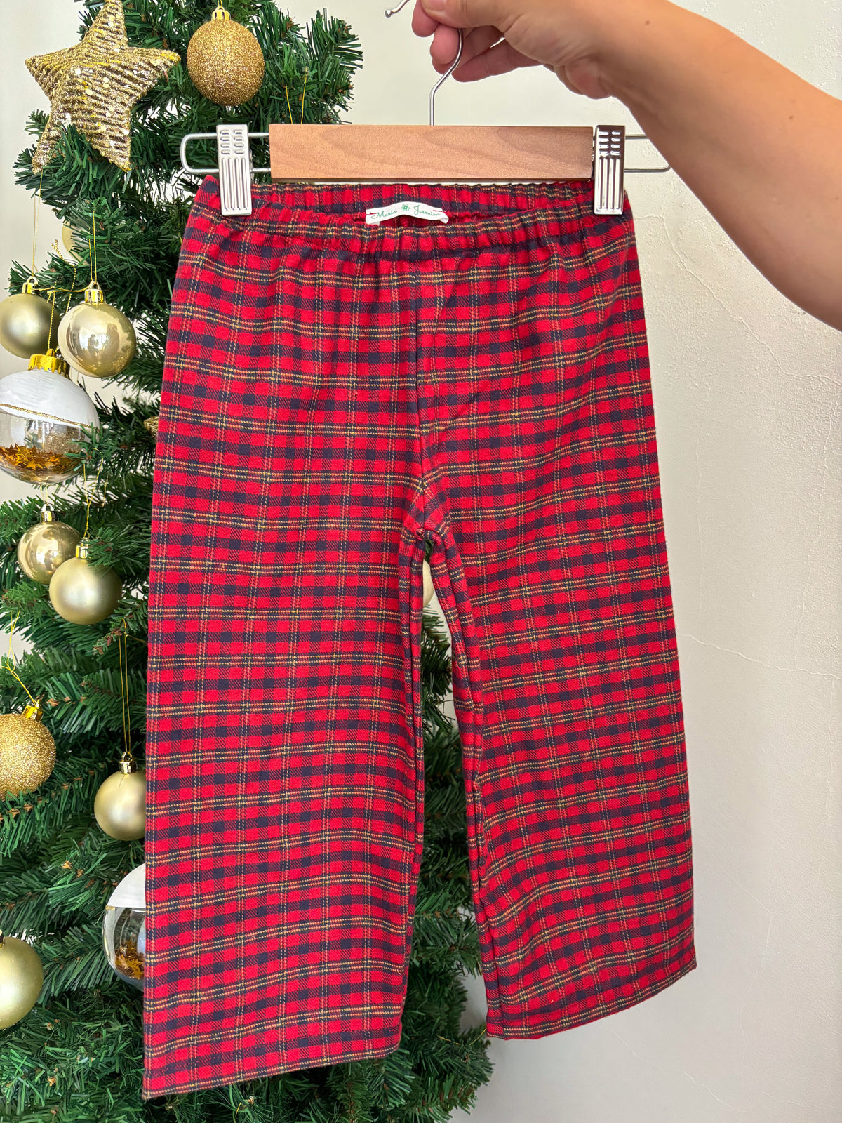 Pijama Xadrez Vermelho c/Bordado Inglês - Natal