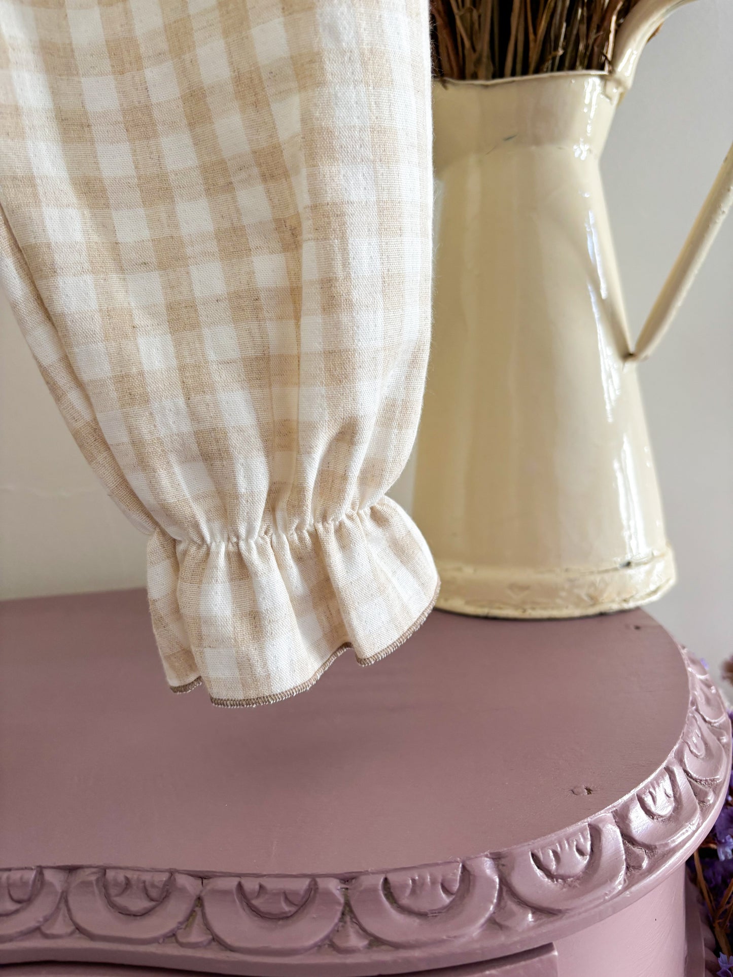 Pijama de Muselina Vichy Beige