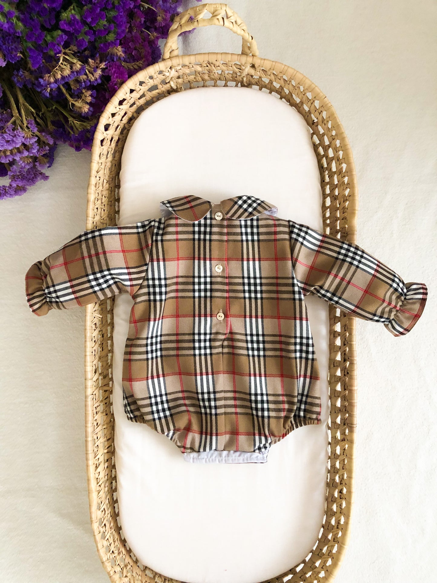 Beige Tartan Romper