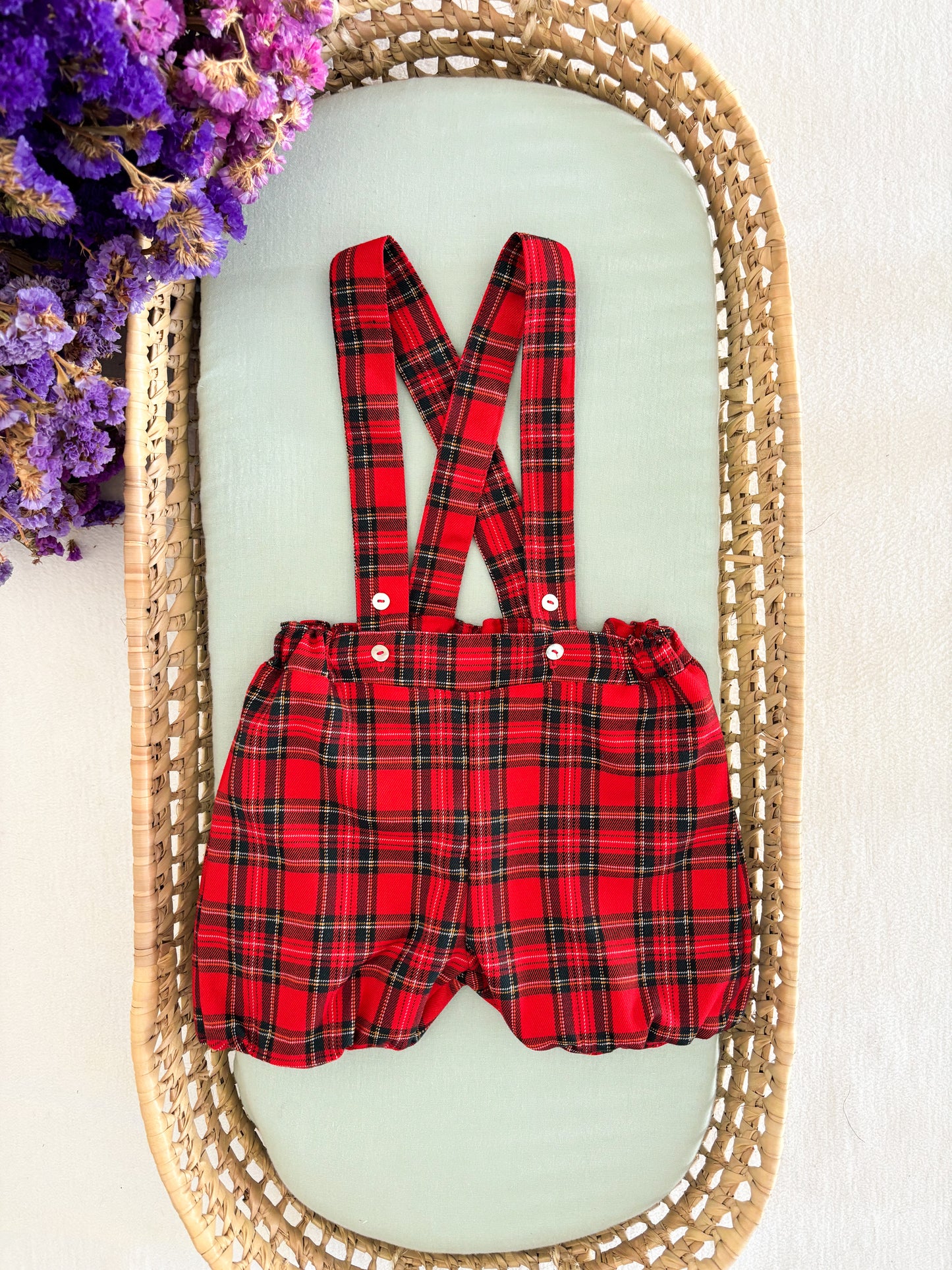 Red Tartan Check Adjustable Strap Bloomer