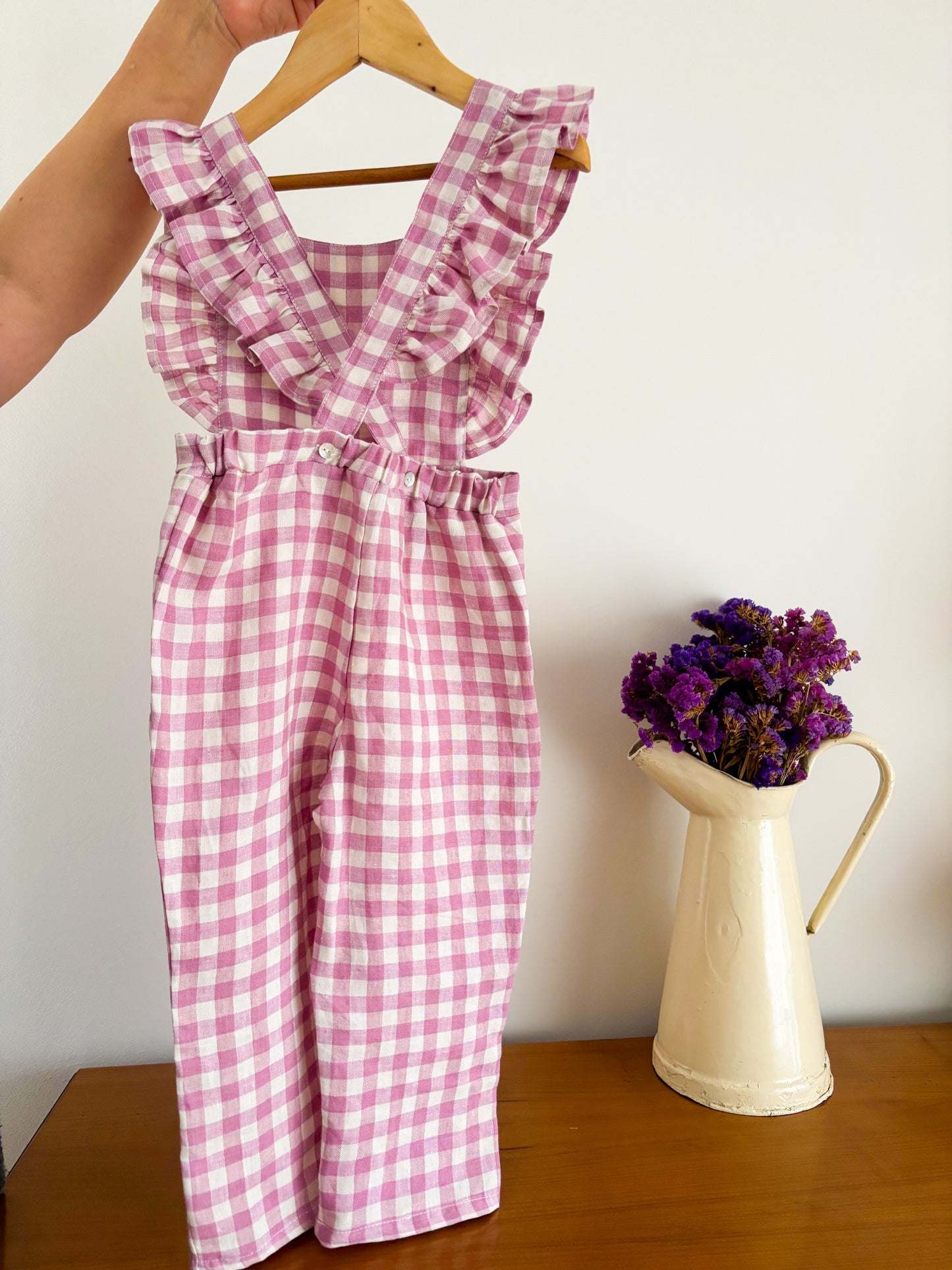 Jardineira Vichy Rosa