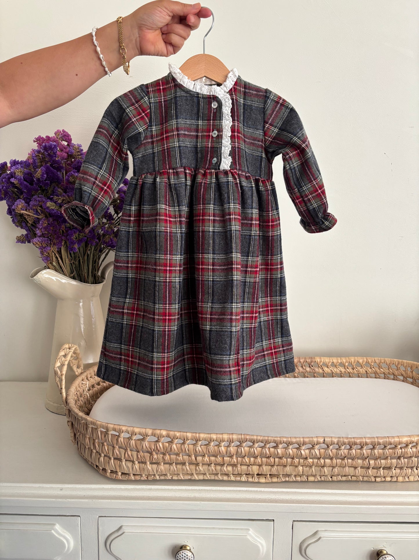 Camisa de Dormir Xadrez Vermelho e Cinza