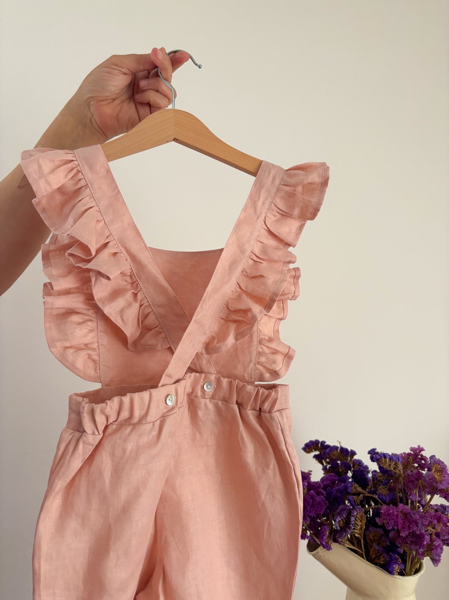 Jardineira Linho Rosa