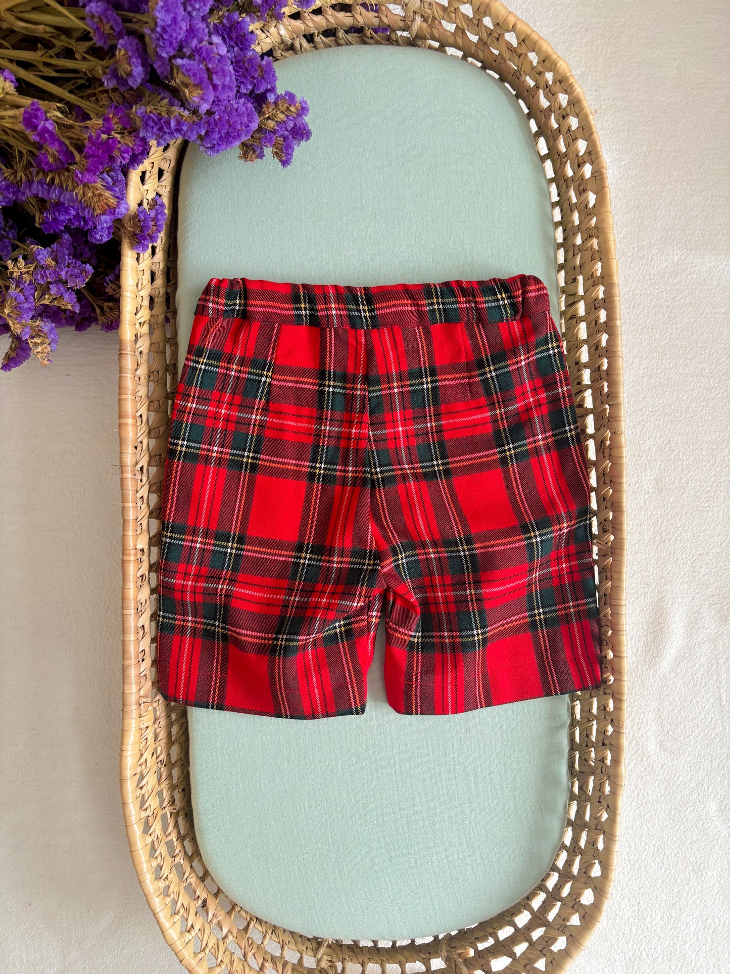 Pantalones Cortos Tartán Rojo