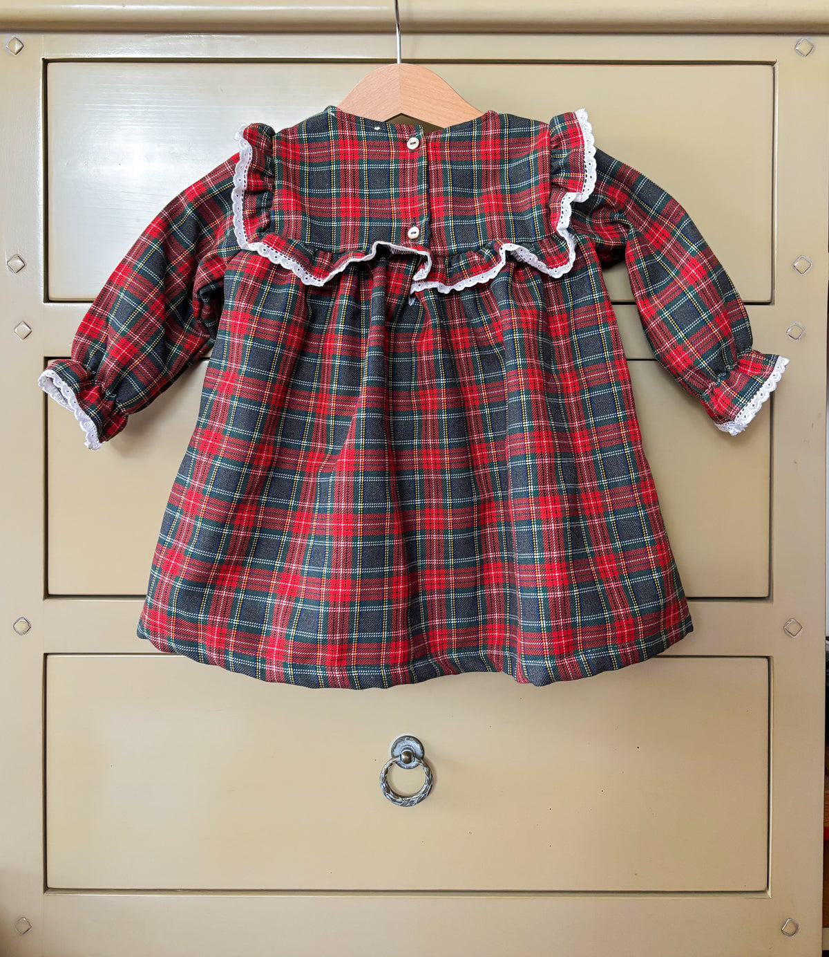 vestido tartan pormenor renda trás