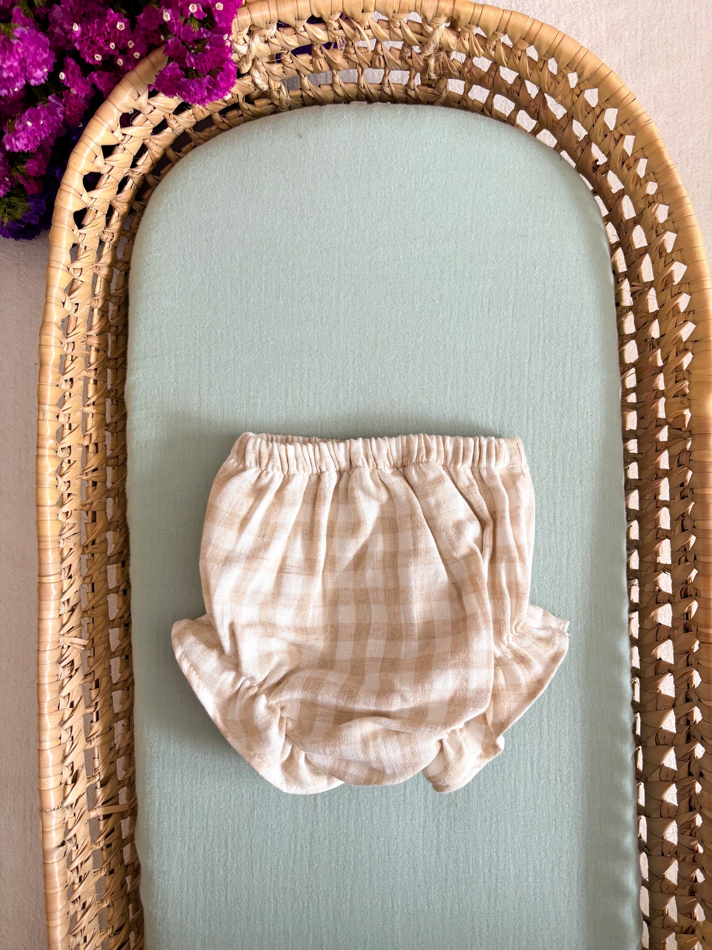 Tapa Fraldas Musselina Vichy Camel