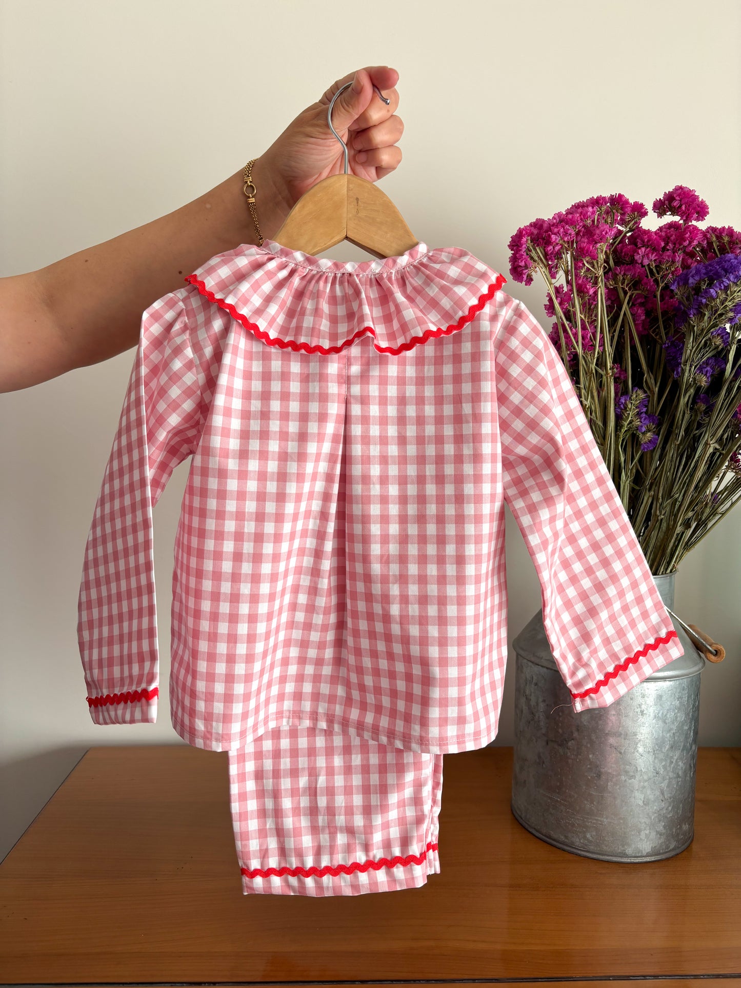 Pijama Vichy Rosa Coração