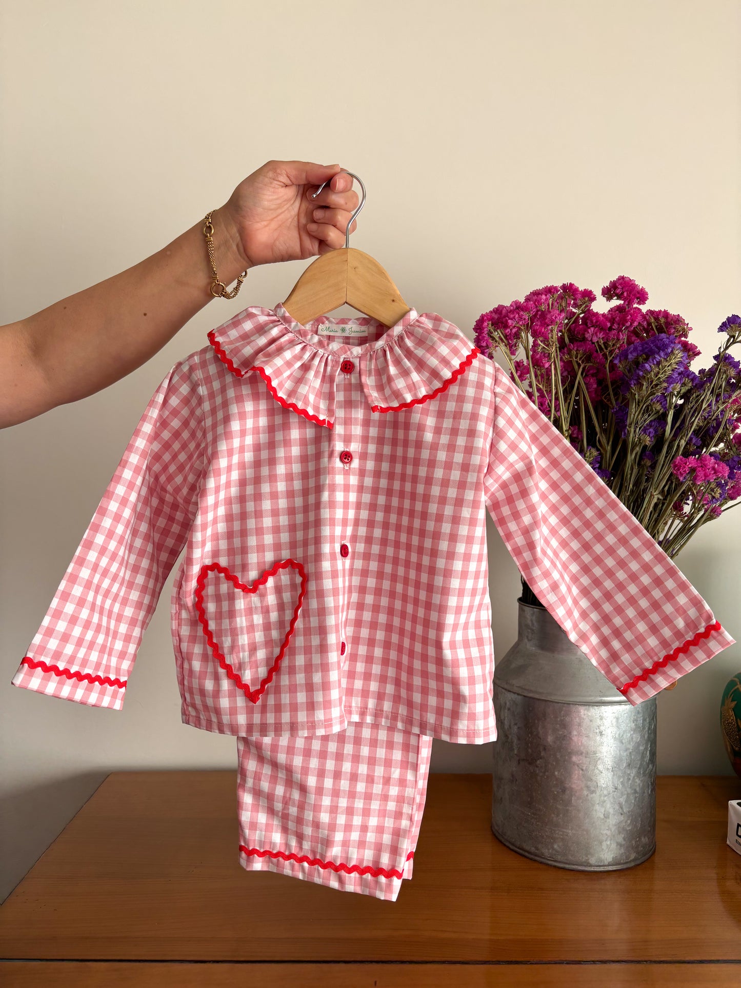 Pijama Vichy Rosa Coração
