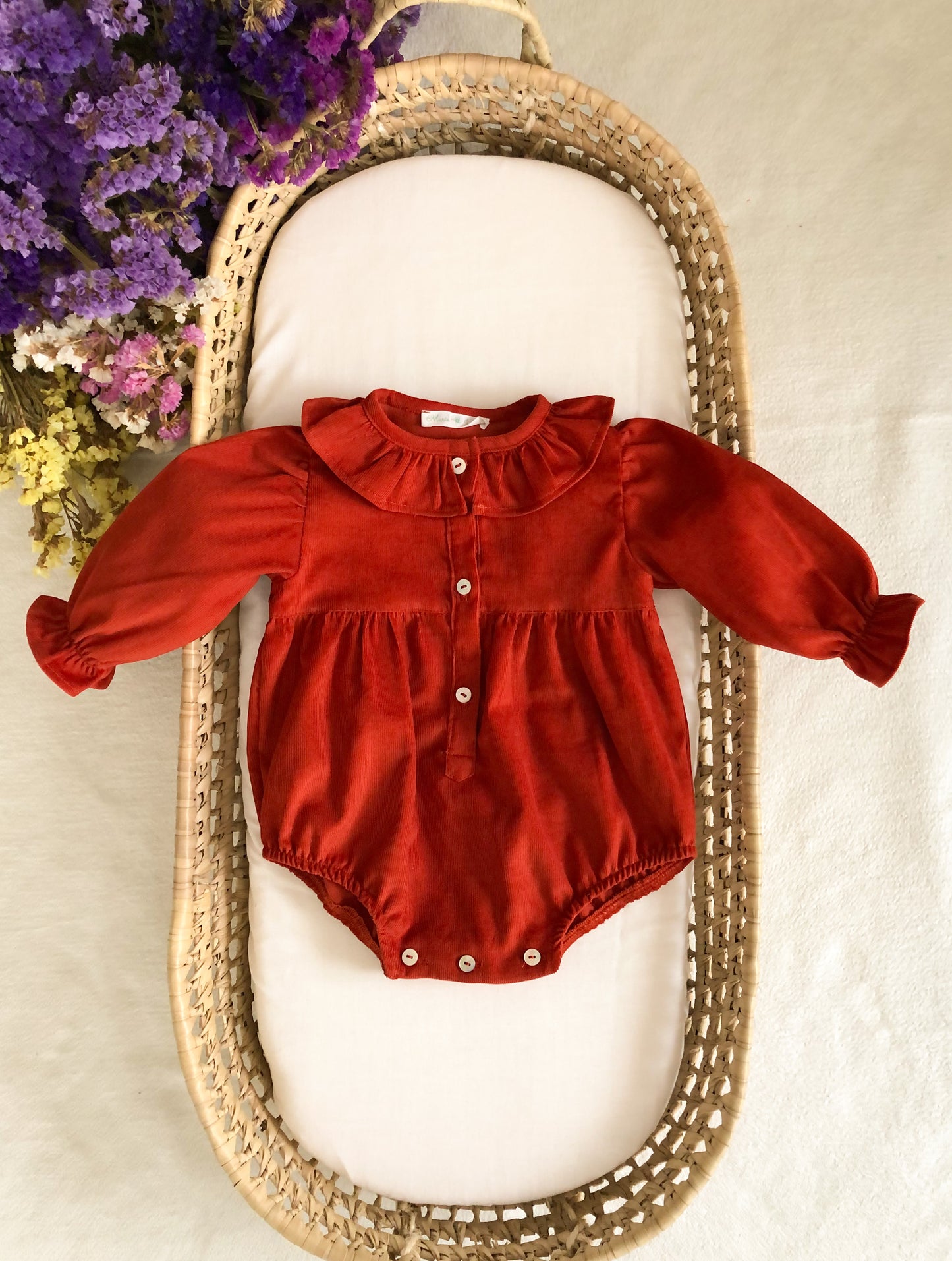 Orange Corduroy Romper