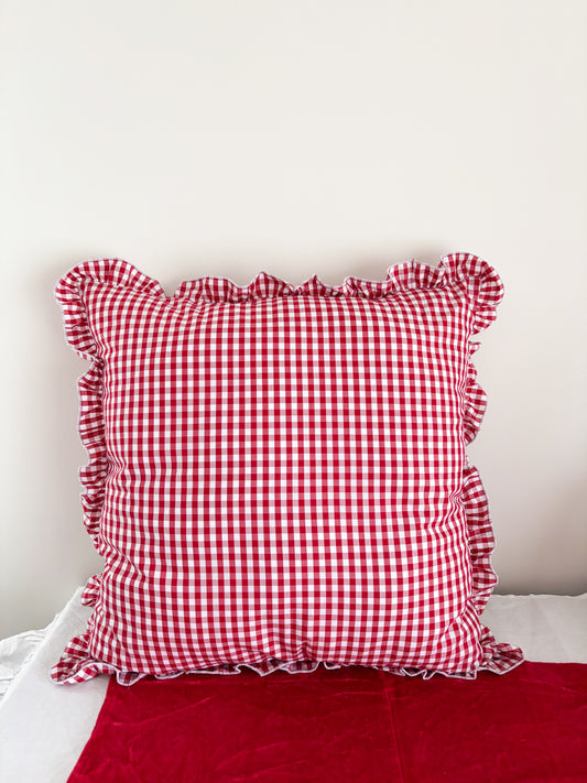 Capa Almofada Vichy Vermelho Folho