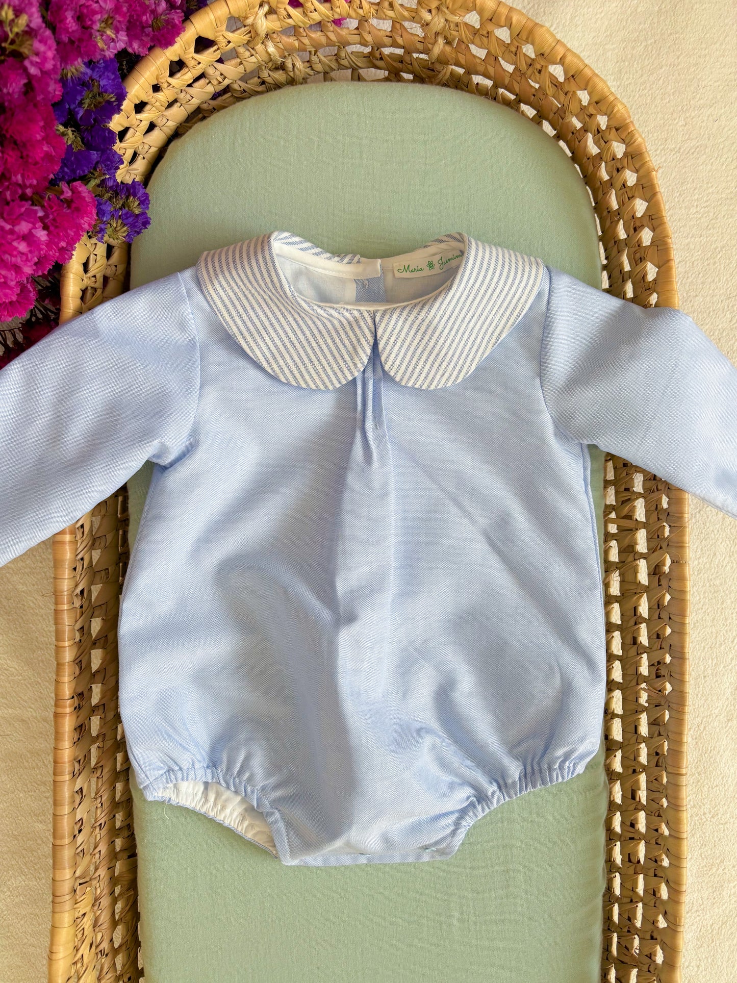 Fofo Oxford Risca Azul Manga Comprida