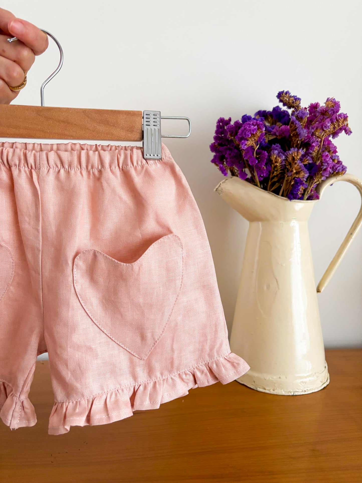 Calção Linho Rosa Corações