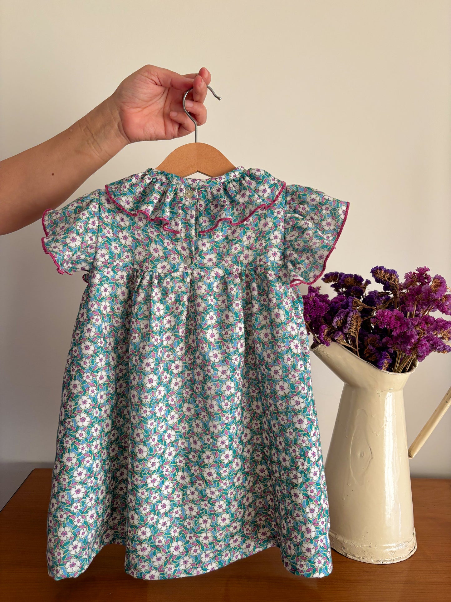 Vestido Muselina Floral Manga Corta