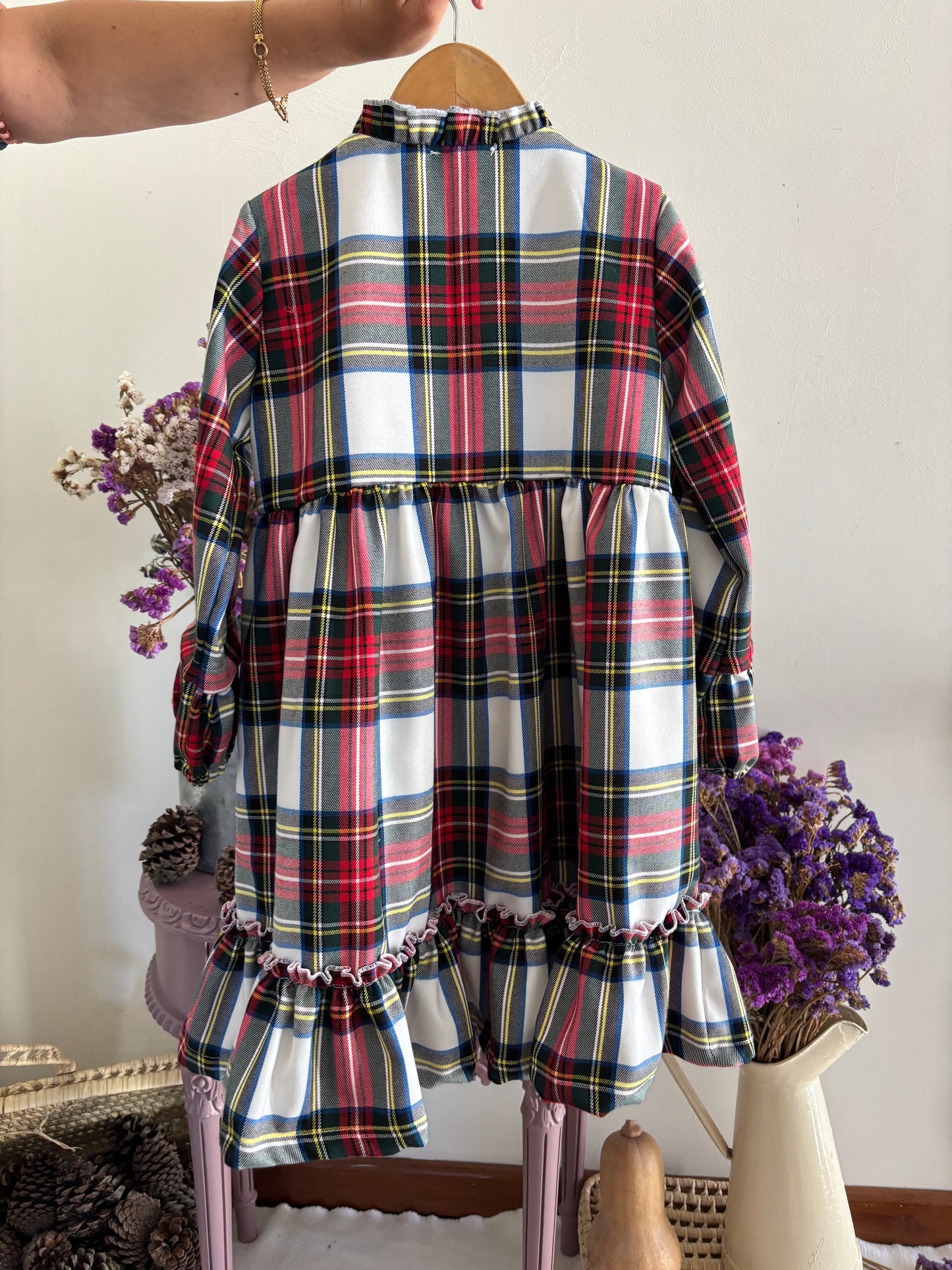 Vestido Tartan Xadrez Vermelho e Branco