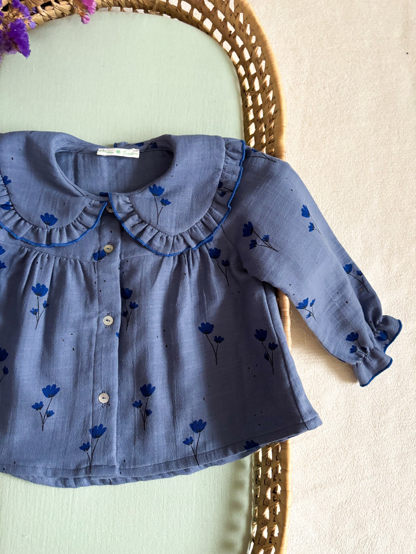 Blusa Musselina Azul Florida