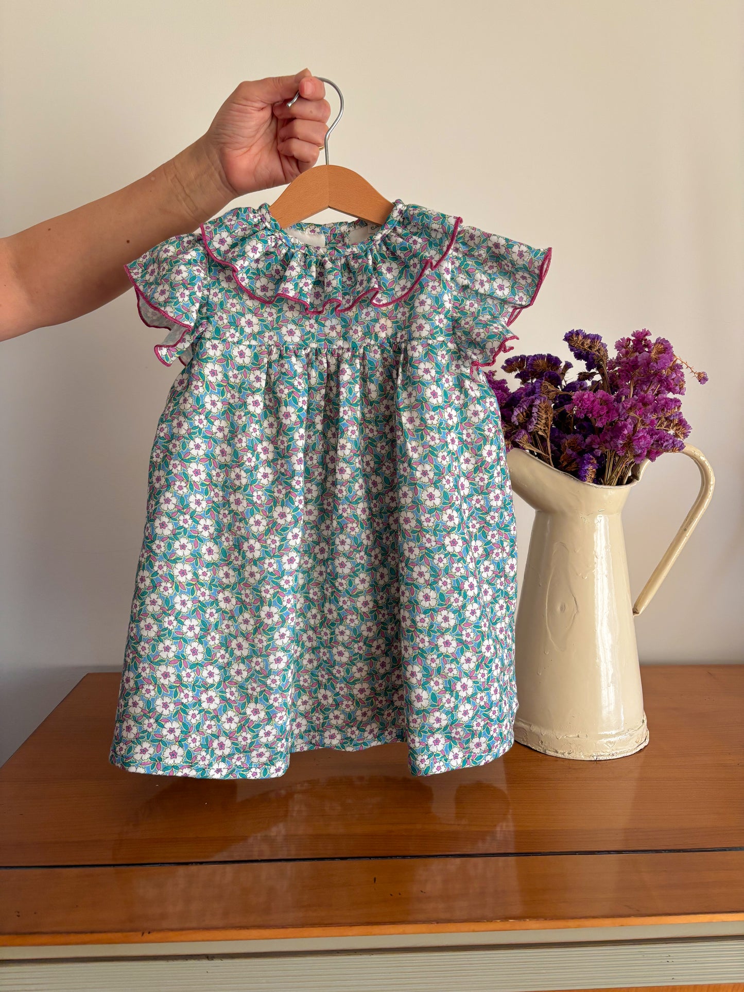 Vestido Muselina Floral Manga Corta