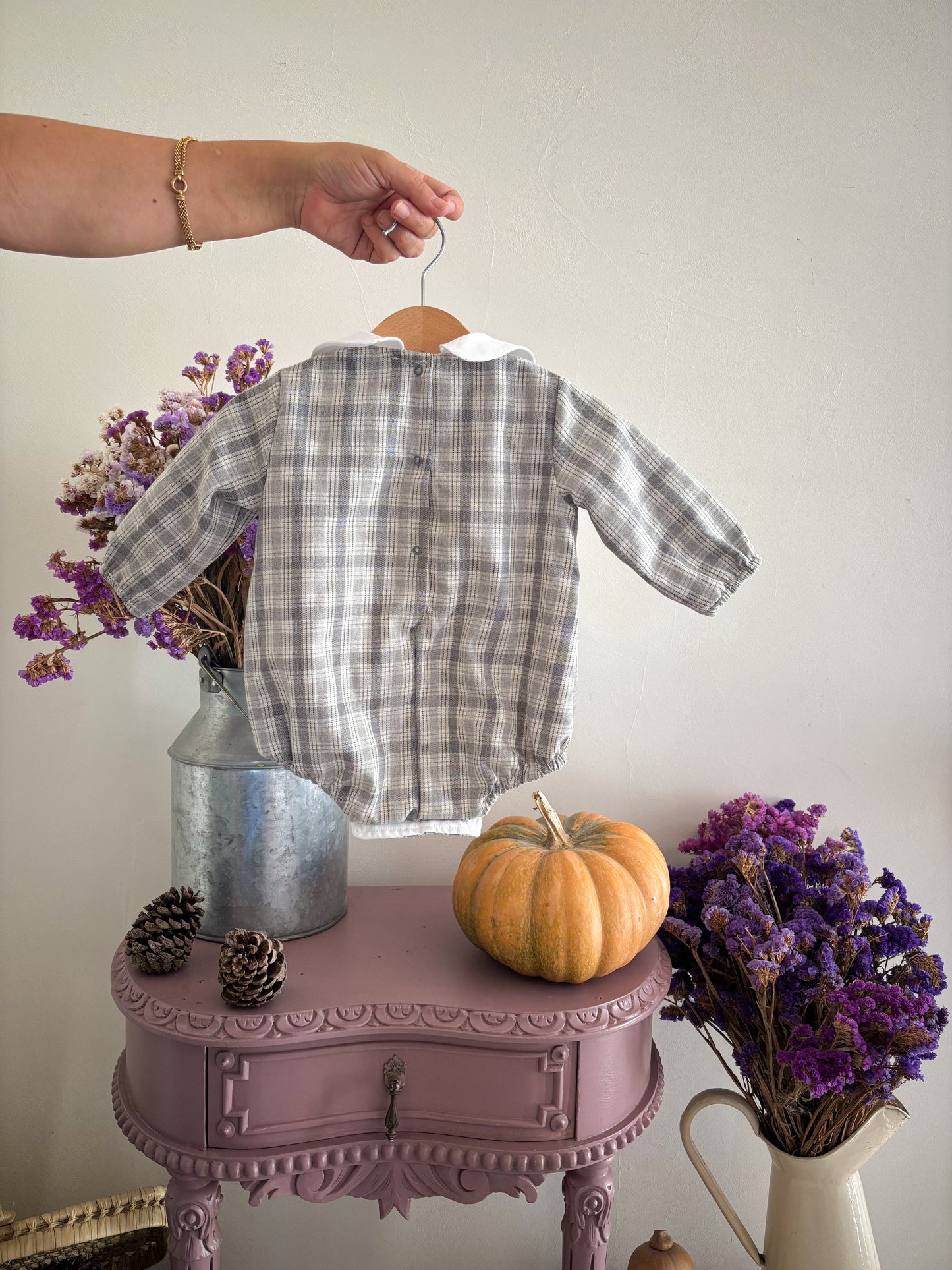 Fofo Xadrez Cinza Gola Peter Pan