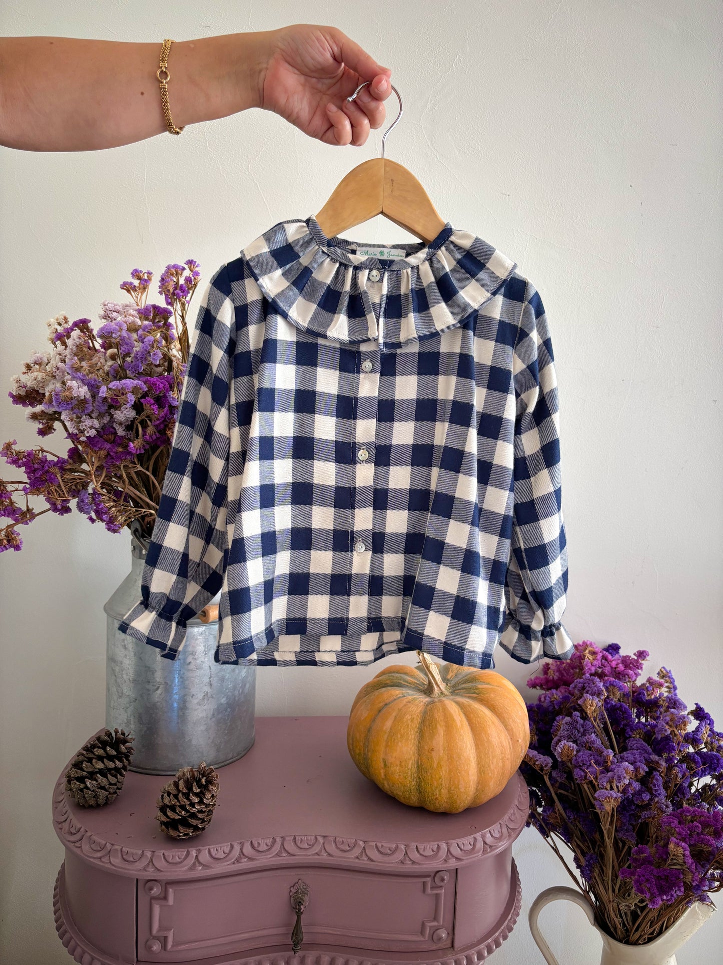 Blue Plaid Ruffle Pajamas