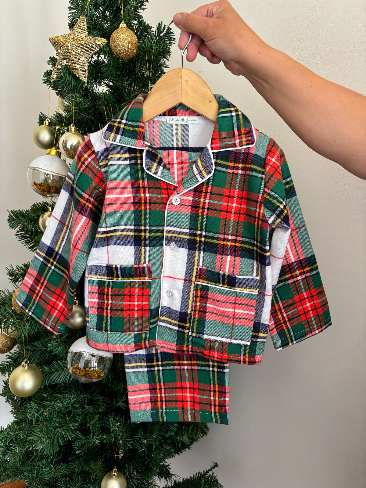 Pijama Xadrez Vermelho e Branco Clássico - Natal