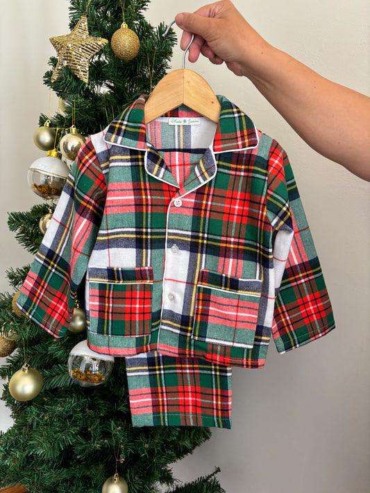 Pijama Xadrez Vermelho e Branco Clássico - Natal