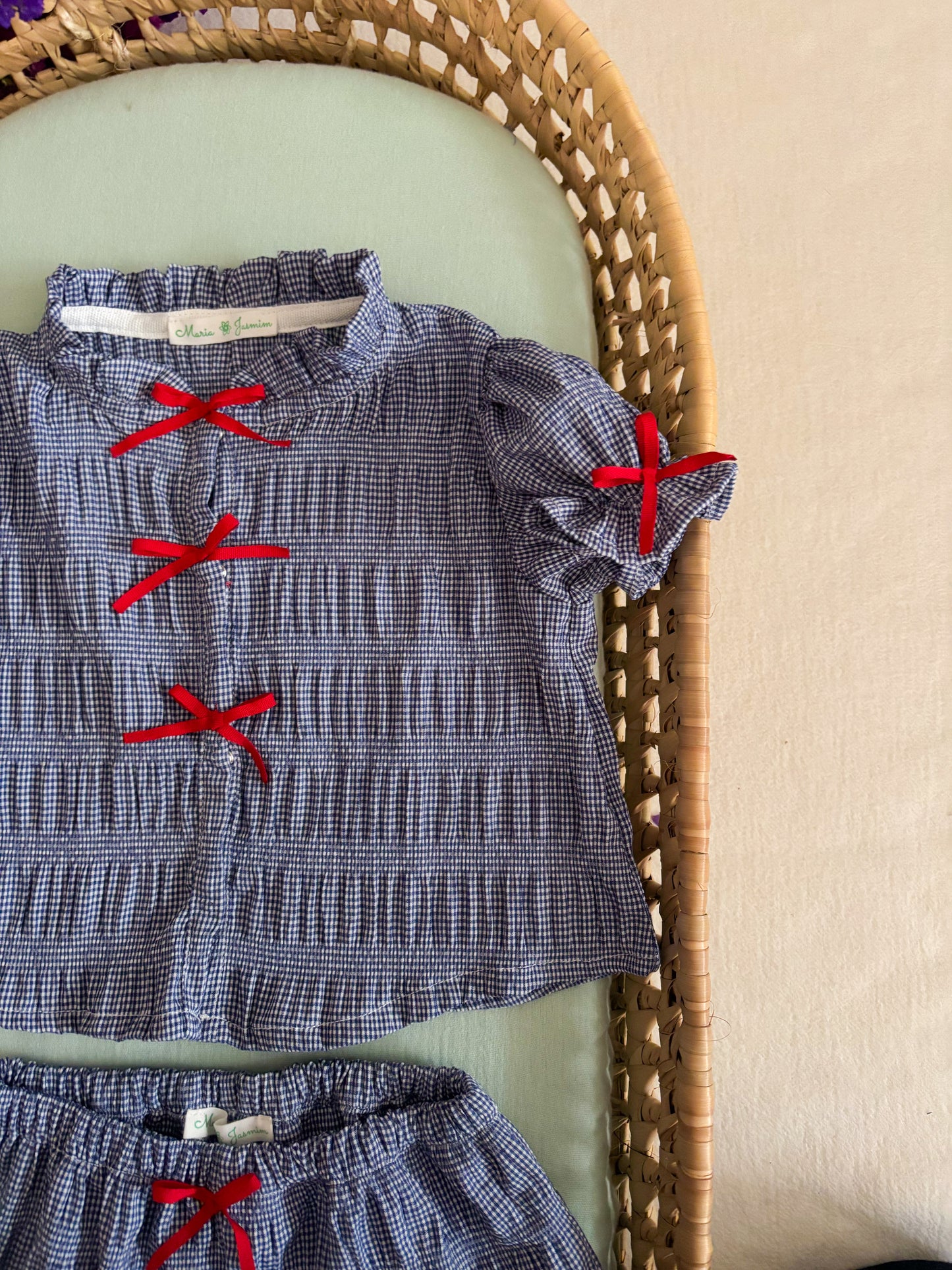 Conjunto Blusa e Calção Vichy Azul