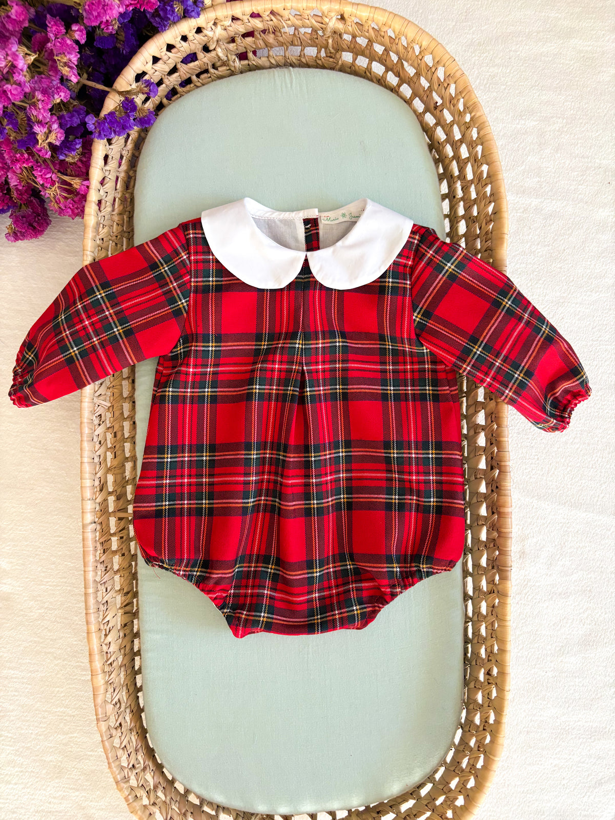 Fofo Xadrez Tartan Vermelho Gola Claudine - Natal
