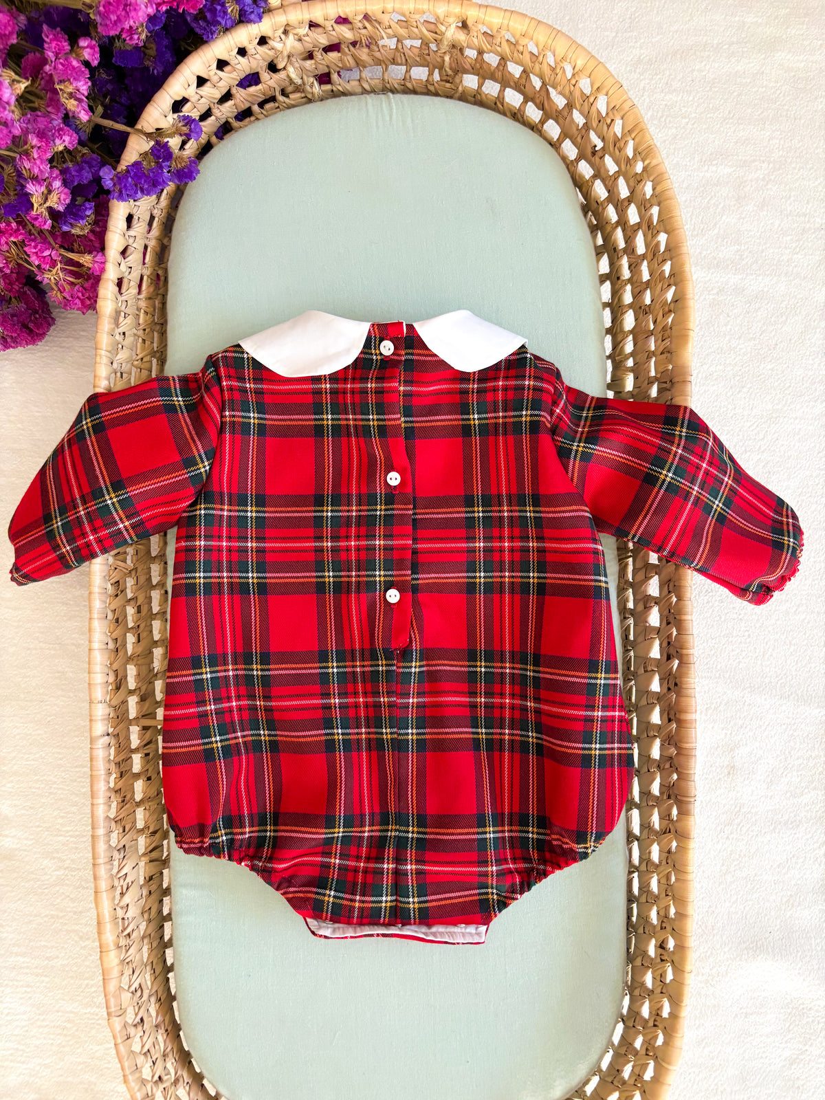 Fofo Xadrez Tartan Vermelho Gola Claudine - Natal
