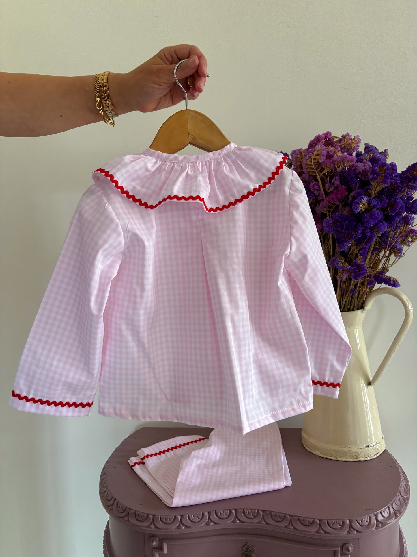 Pijama Vichy Rosa Coração