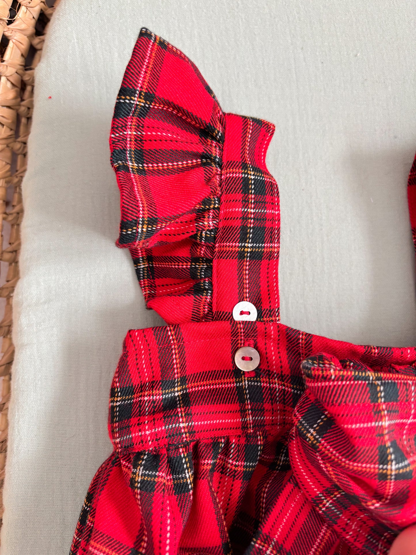 Fofo Alças Tartan Vermelho Laço