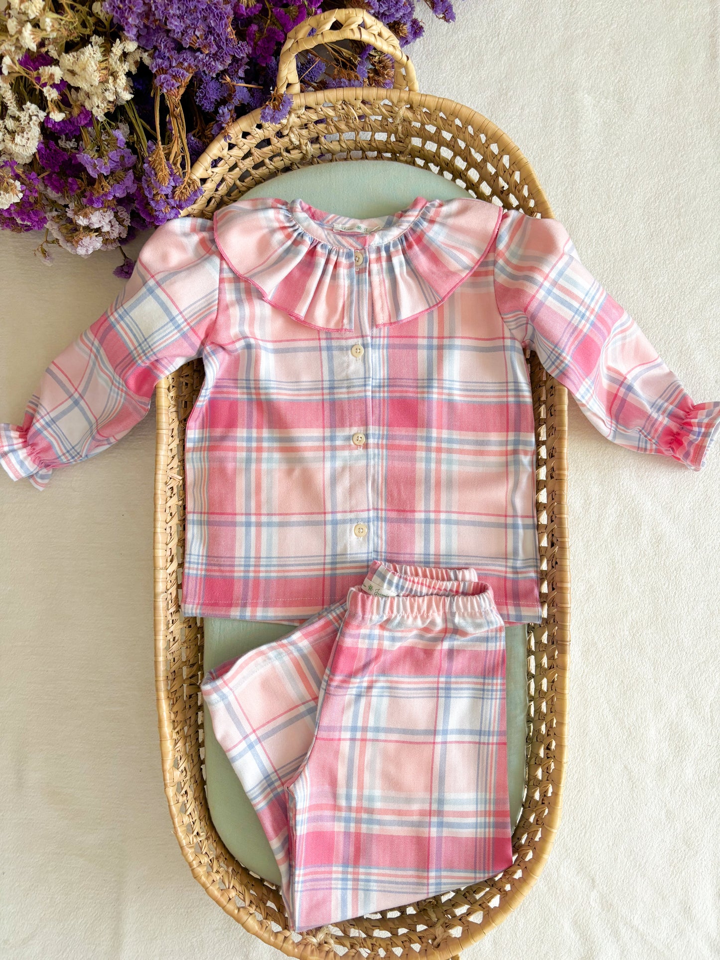 Pijama Xadrez Rosa Folho