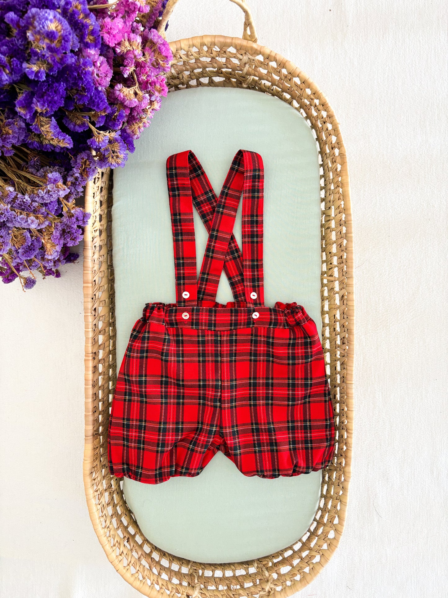 Red Tartan Check Adjustable Strap Bloomer