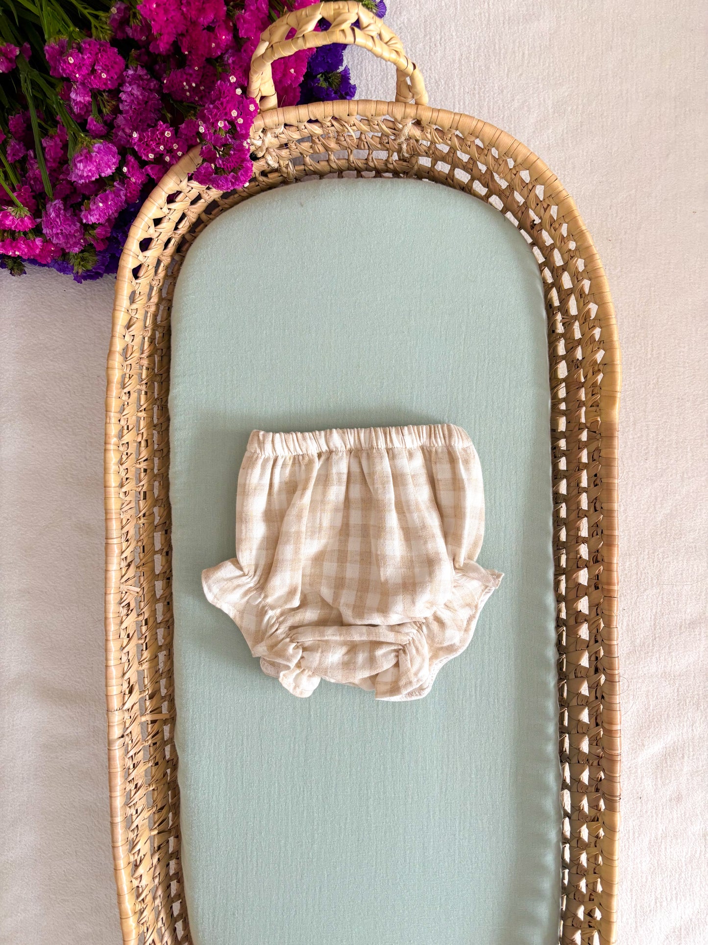 Tapa Fraldas Musselina Vichy Camel