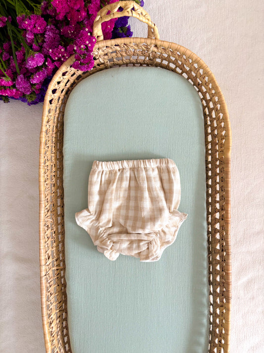 Tapa Fraldas Musselina Vichy Camel