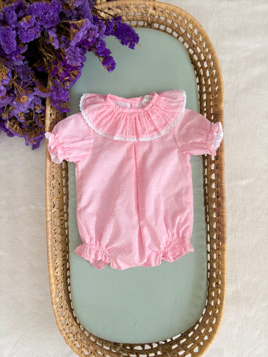 Pink Plumeti Short Sleeve Romper