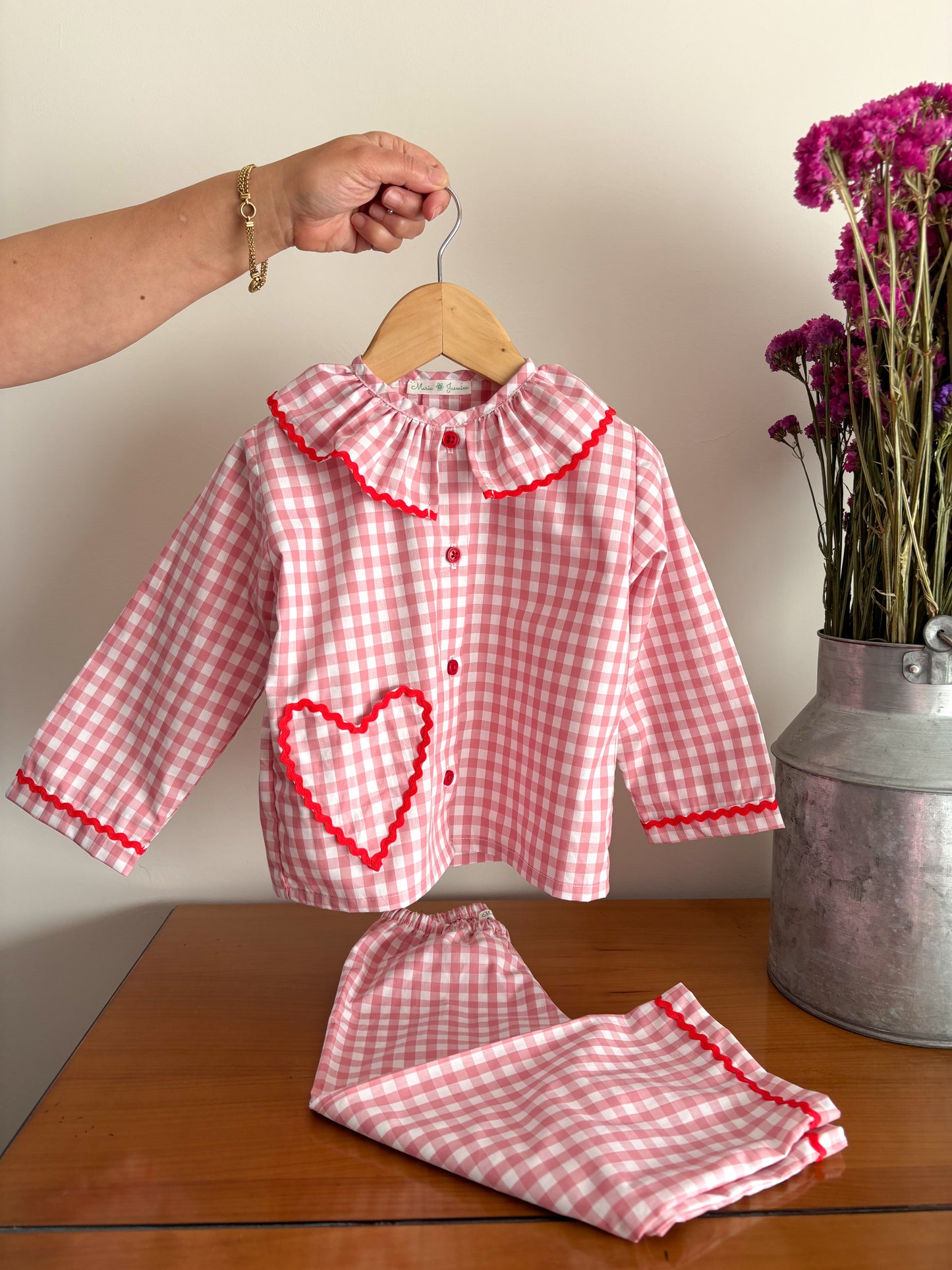 Pijama Vichy Rosa Coração
