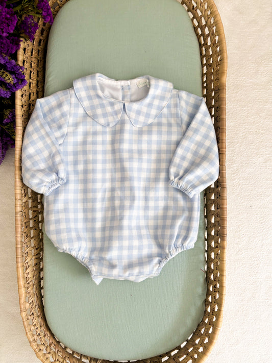 Baby Blue Vichy Romper