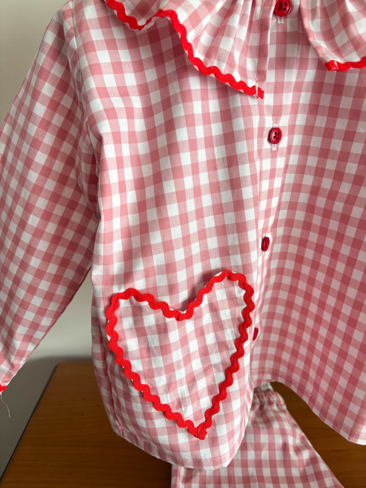 Pijama Vichy Rosa Coração