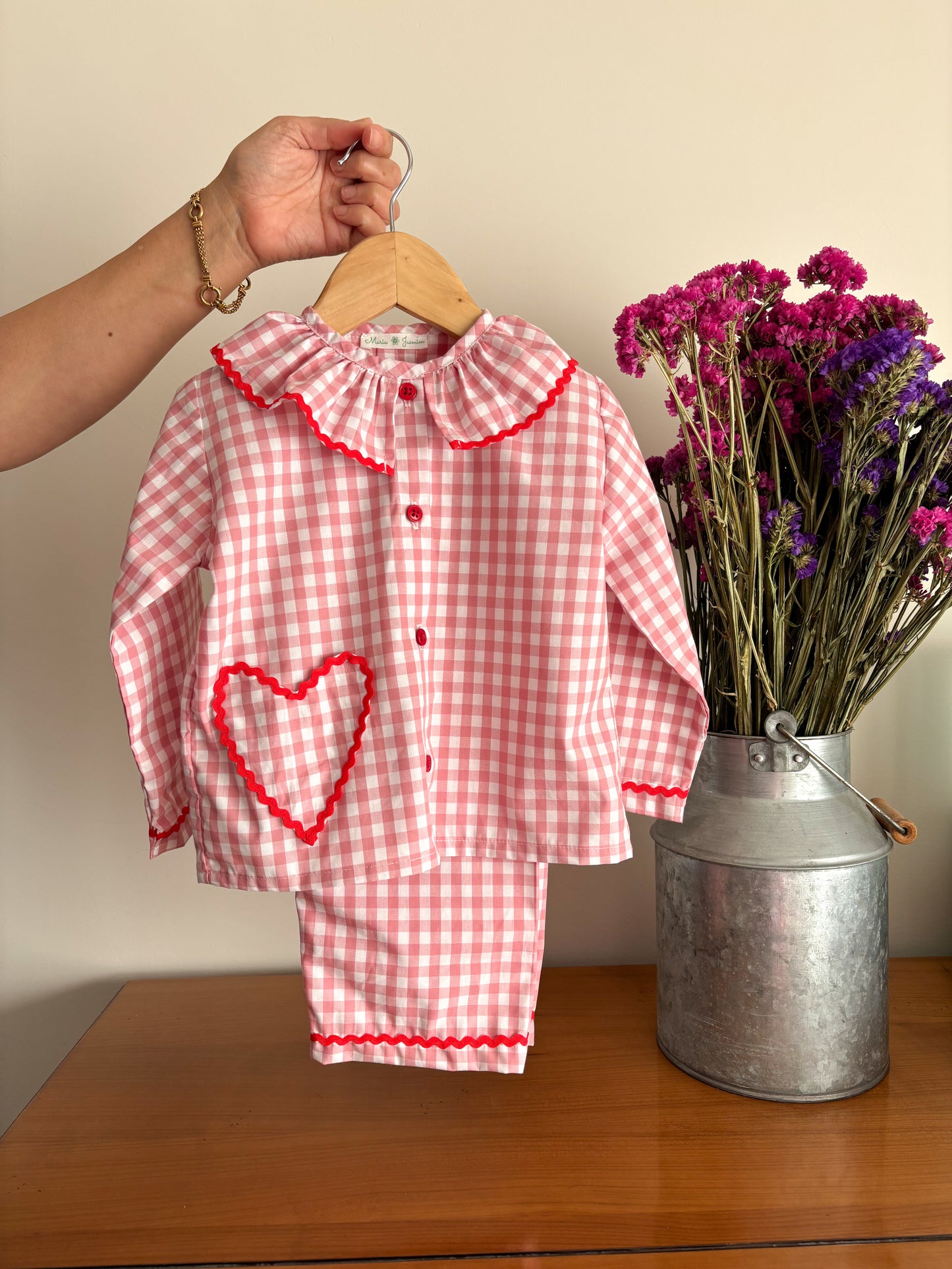Pijama Vichy Rosa Coração
