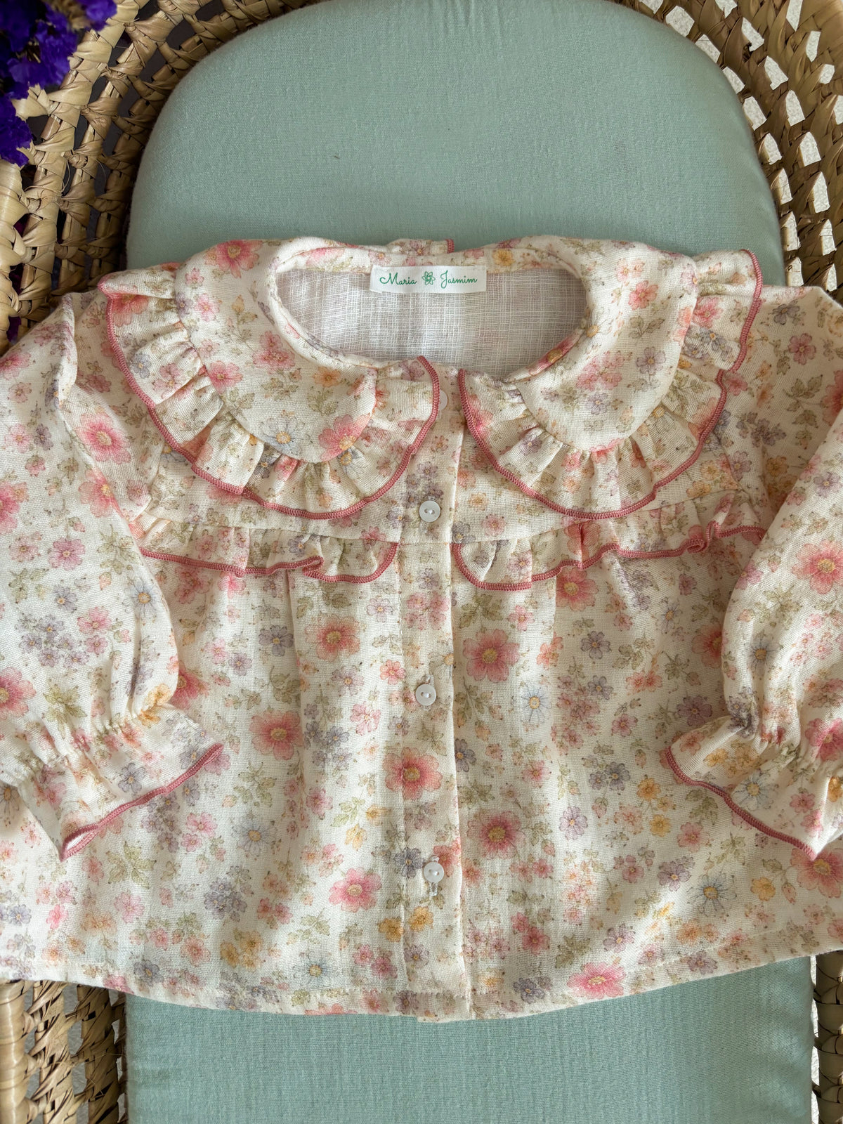 Blusa Musselina Florida Gola Boneca