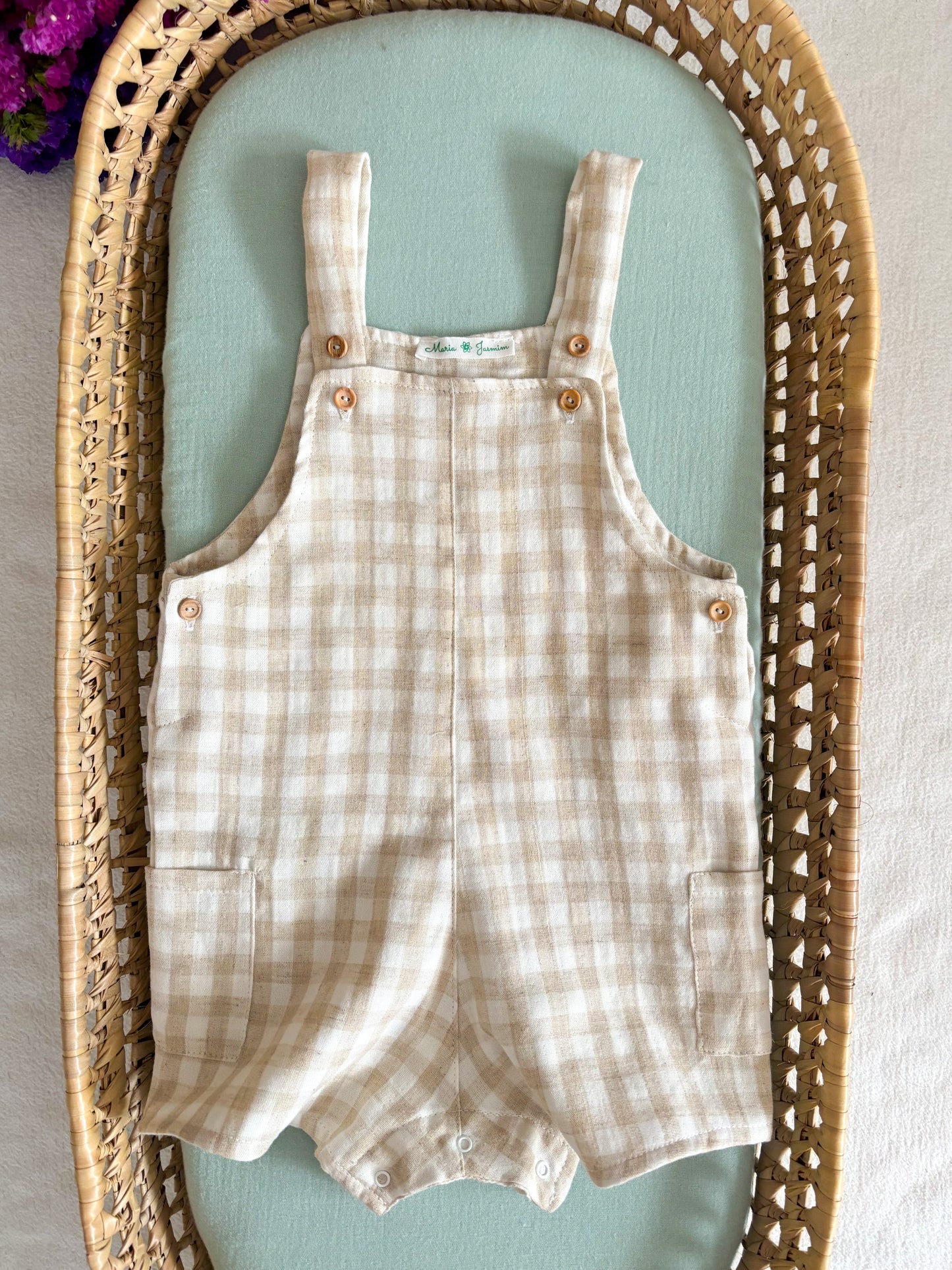 Jardineira Musselina Vichy Camel