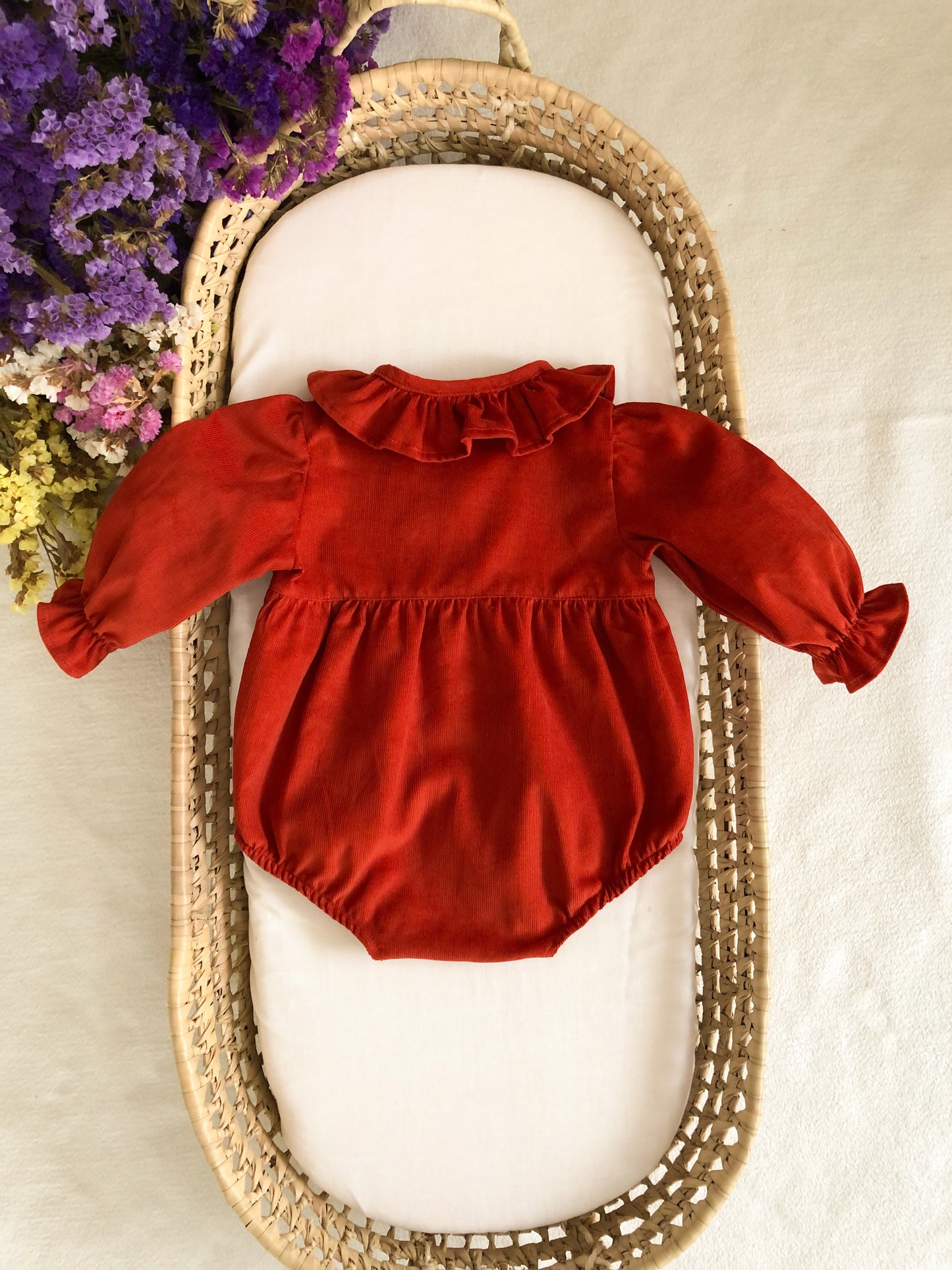 Orange Corduroy Romper