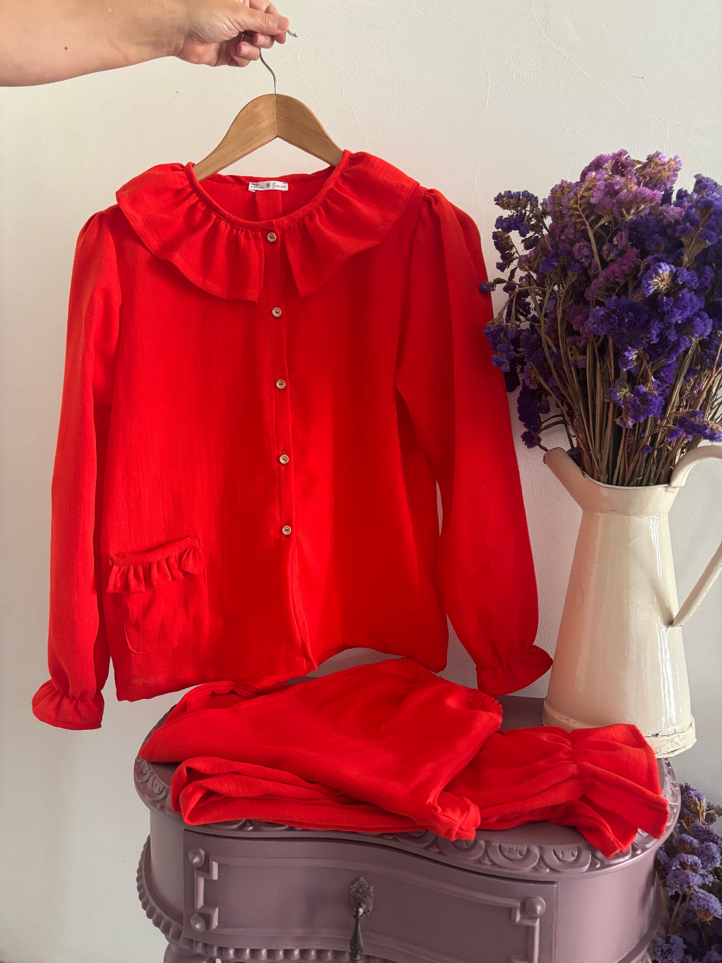 Pijama Musselina Vermelho - Mulher