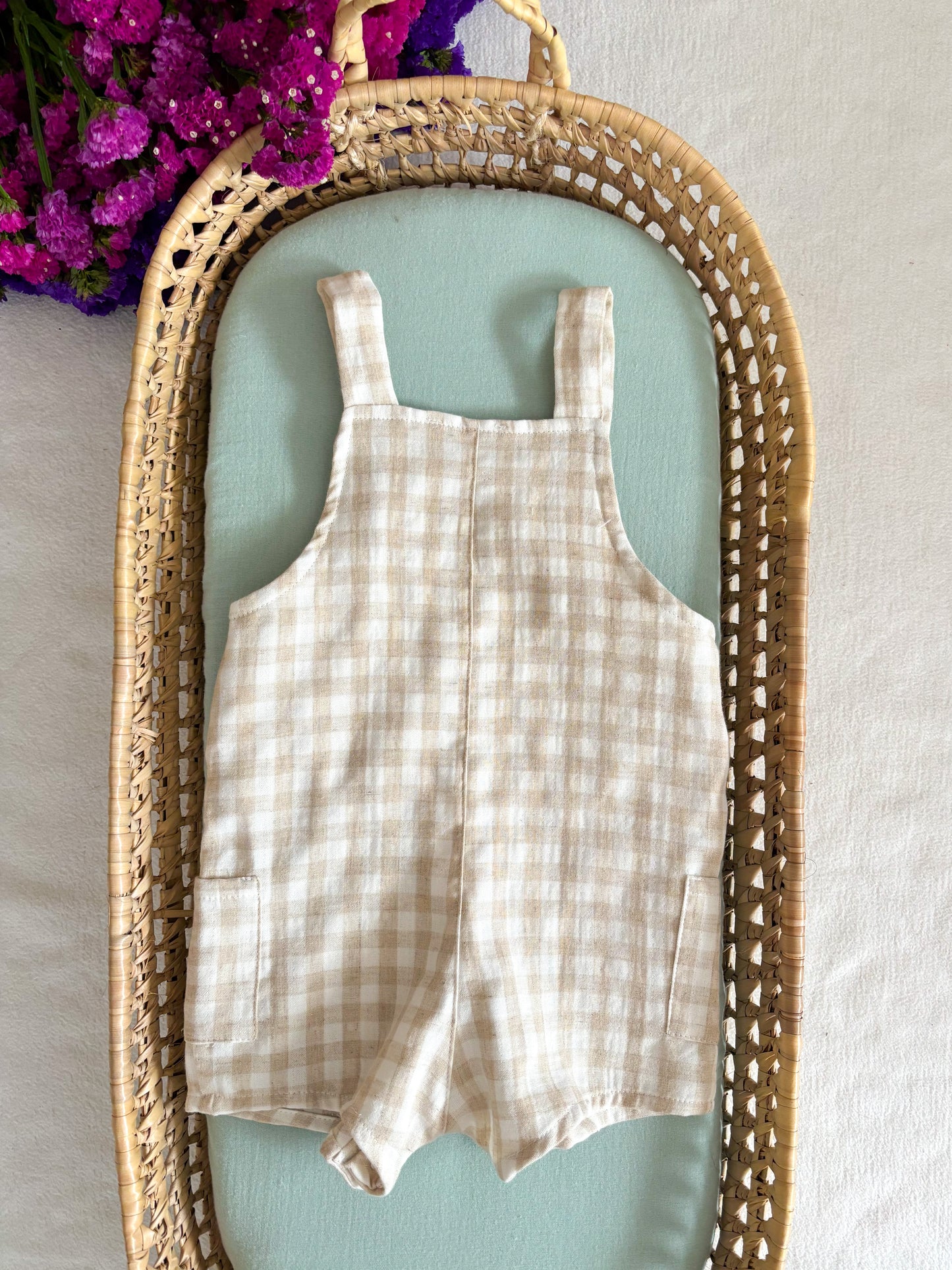 Jardineira Musselina Vichy Camel