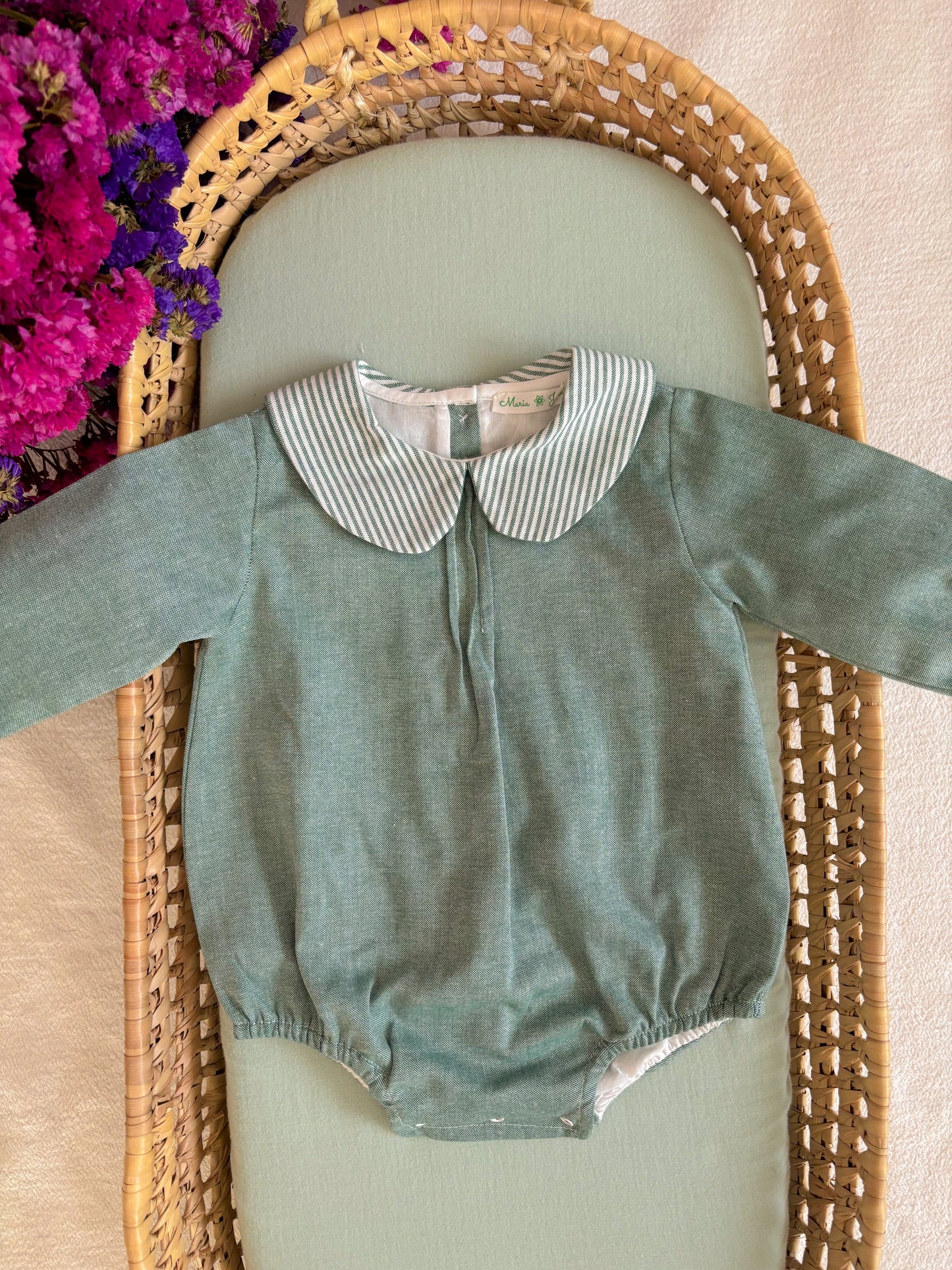 Fofo Oxford Risca Verde Manga Comprida